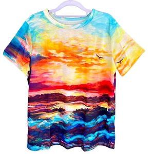 New Gorgeous Sunset Scene Soft, Short Sleeve T-Shirt — Size LG NWT‎